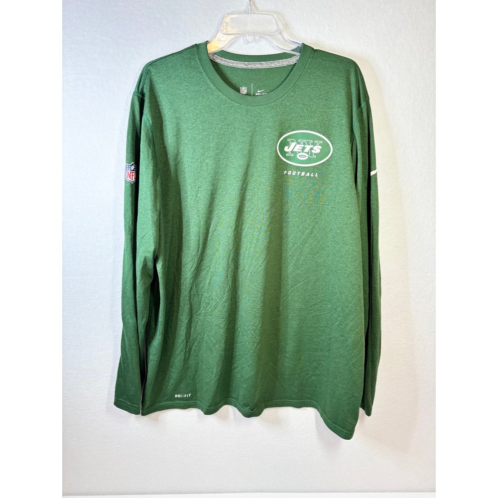 Nike New York Jets NFL Dri-FIT LongSleeve Shirt Mens XL Green Heathered Football